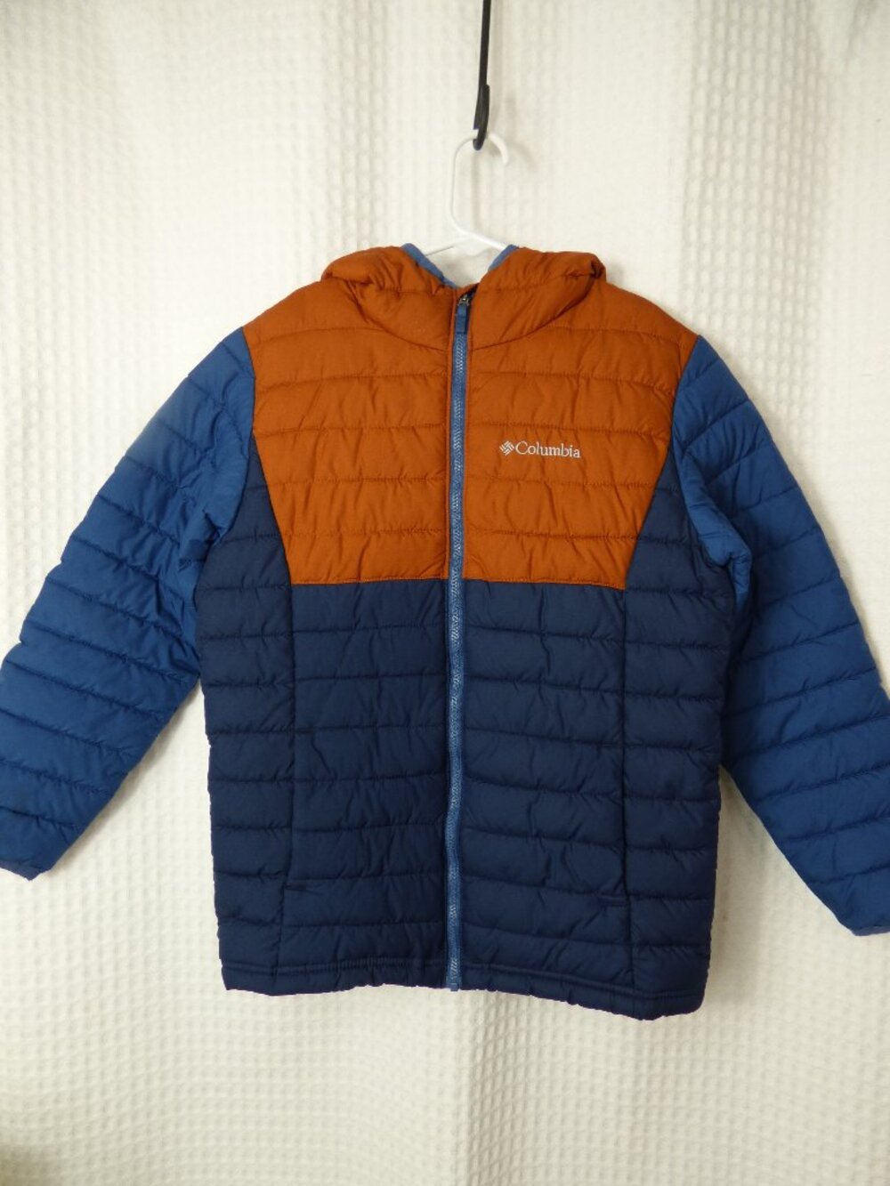 Columbia Puffer Jacket Boys Blue Brown, Size 10-12 Years